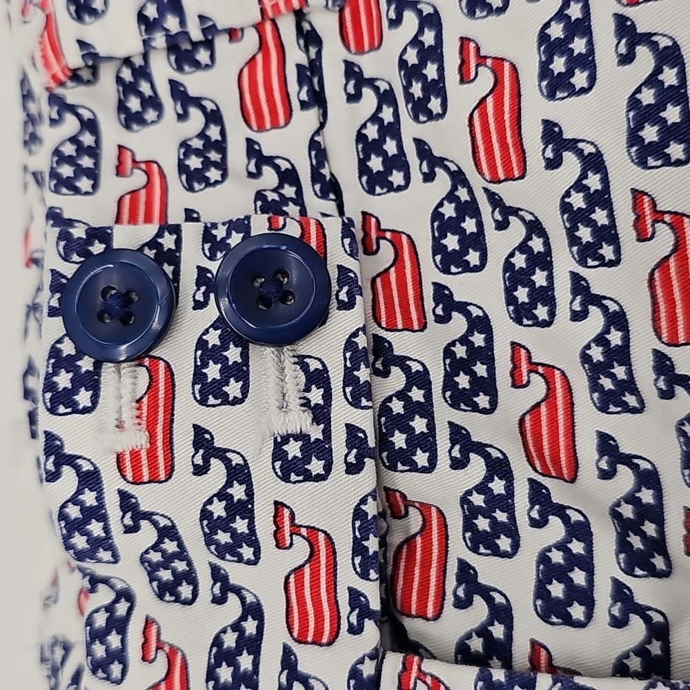 Vineyard Vines Red White Blue Patriotic USA Whale Shorts Stars Stripes Size 2 - Picture 3 of 8